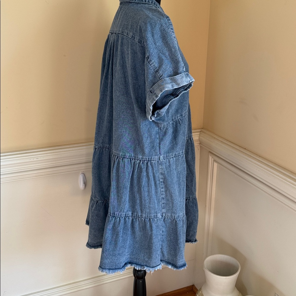 Umgee Blue Denim Tiered Midi Dress - Picture 5 of 10